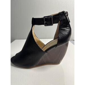 Jessica Simpson Crimsella Wedge Ankle Strap Sandals Black Women 8.5